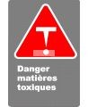 Affiche CDN «Danger matières toxiques» risque d'effets aigus en français
