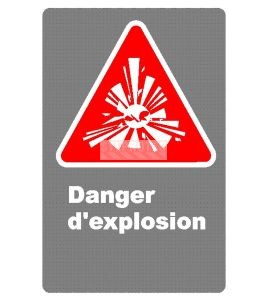 Affiche CDN «Danger d’explosion» en français, divers formats