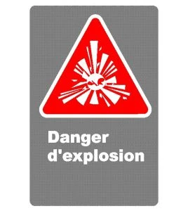 Affiche CDN «Danger d’explosion» en français, divers formats