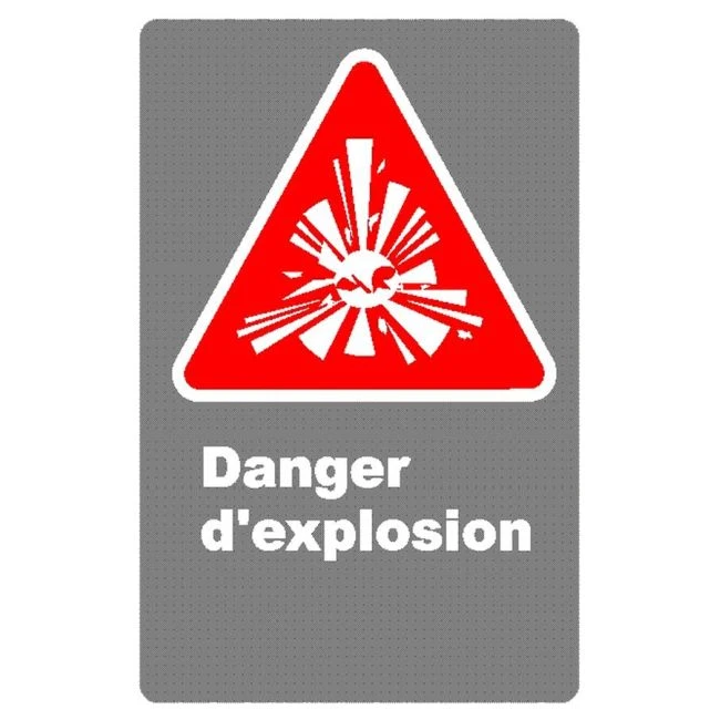 French CDN "Danger Explosive" sign in various sizes, shapes, materials