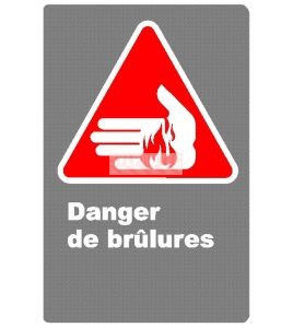 Affiche CDN «Danger de brûlures» en français: langue, format divers