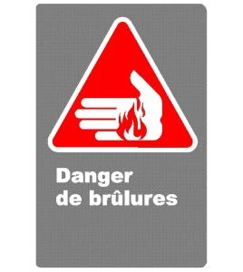 Affiche CDN «Danger de brûlures» en français: langue, format divers