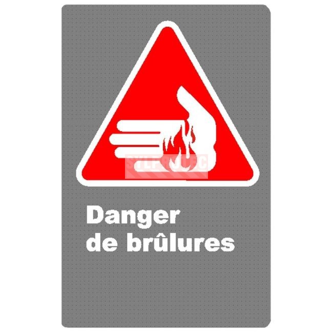 Affiche CDN «Danger de brûlures» en français: langue, format divers