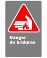 French CDN "Danger Burning Hazard" sign in various sizes