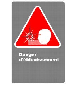 Affiche CDN «Danger d’éblouissement» en français, format divers