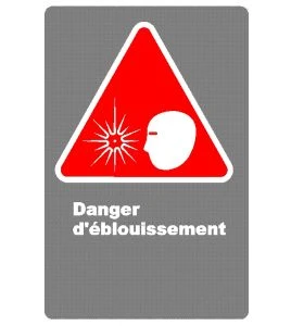 Affiche CDN «Danger d’éblouissement» en français, format divers
