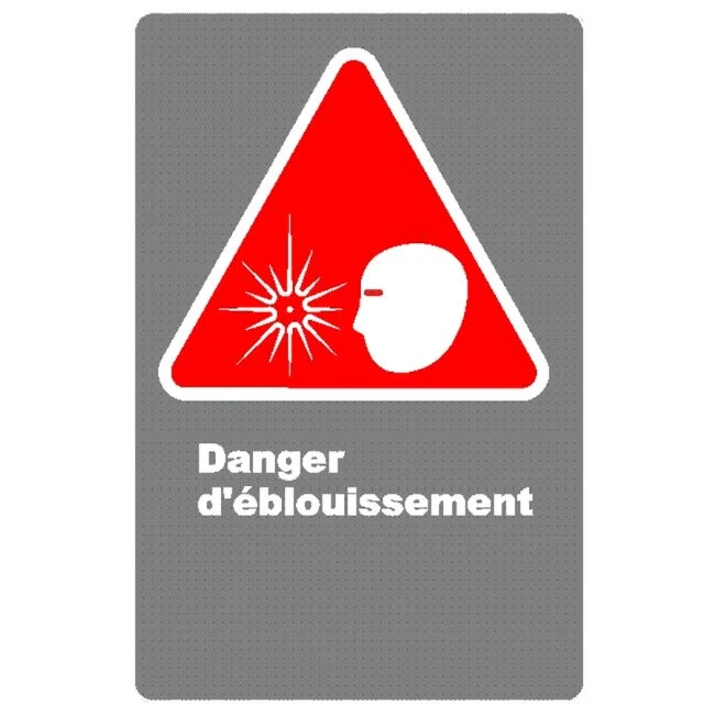French CDN "Danger Risk of Glare" sign in various sizes and materials