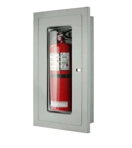 Semi-recessed cabinet for 2.5 gal, 10 lbs, 20 lbs extinguishers