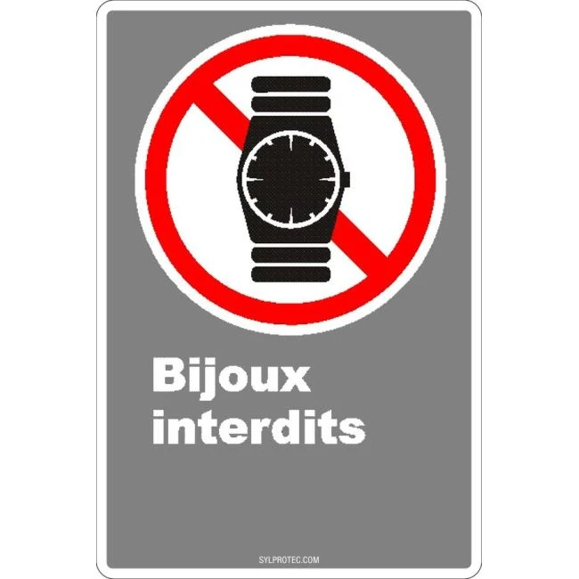 Affiche CDN «Bijoux interdits»montre, de langue française: formats variés, matériaux divers, d’autres langues & options