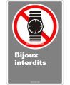 Affiche CDN «Bijoux interdits»montre, de langue française: formats variés, matériaux divers, d’autres langues & options
