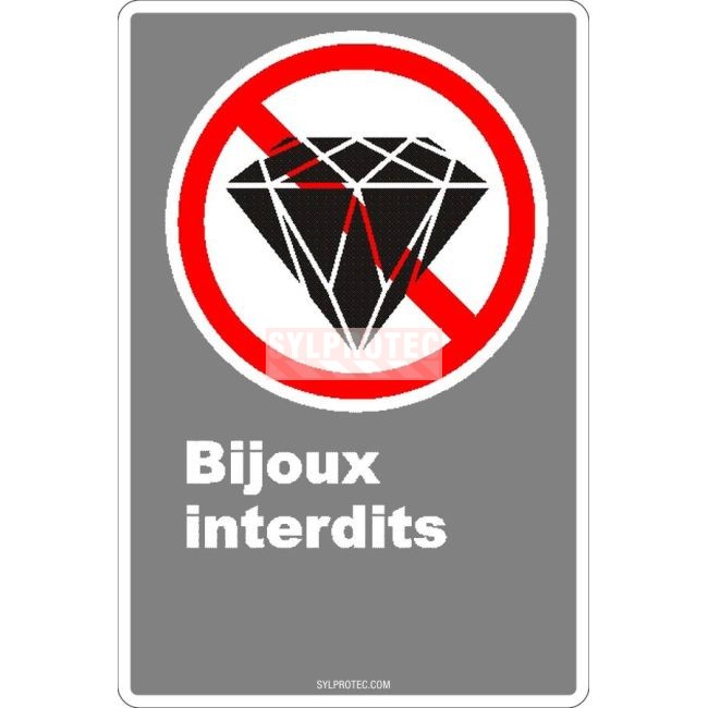 Affiche CDN «Bijoux interdits» de langue française: formats variés, matériaux divers, d’autres langues & options