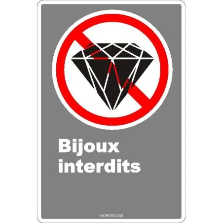 Affiche CDN «Bijoux interdits» de langue française: formats variés, matériaux divers, d’autres langues & options