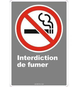 French CDN "No Smoking" sign in various sizes, shapes, materials & languages + optional features