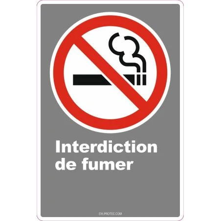 French CDN "No Smoking" sign in various sizes, shapes, materials & languages + optional features