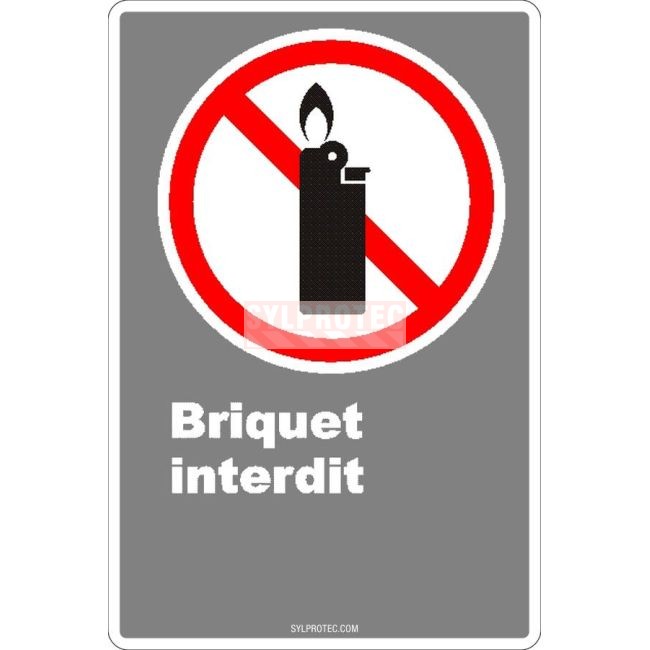 Affiche CDN «Briquet interdit» de langue française: formats variés, matériaux divers, d’autres langues & options