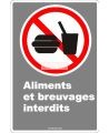Affiche CDN «Aliments et breuvages interdits» de langue française: formats variés, matériaux divers, d’autres langues & options