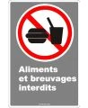 Affiche CDN «Aliments et breuvages interdits» de langue française: formats variés, matériaux divers, d’autres langues & options