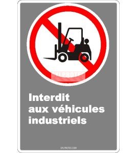 Affiche CDN «Interdit aux véhicules industriels» de langue française: divers formats, matériaux & langues & options