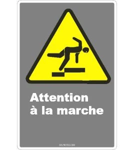 French CDN "Watch Your Step" sign in various sizes, shapes, materials & languages + optional features