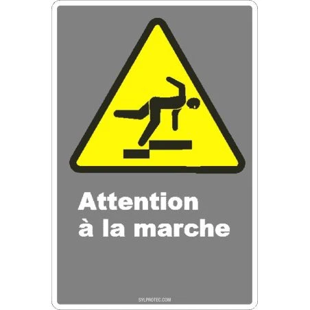 French CDN "Watch Your Step" sign in various sizes, shapes, materials & languages + optional features