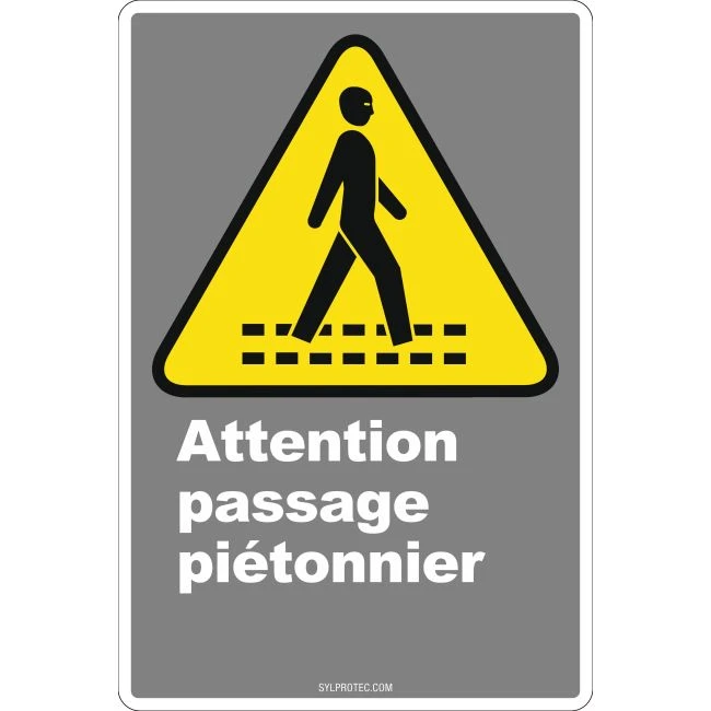 Affiche CDN «Attention passage piétonnier» en français: langues, formats et matériaux divers & options