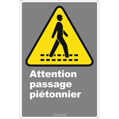 French CDN "Pedestrian Crossing" sign in various sizes, shapes, materials & languages + optional features