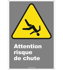French CDN "Caution Fall Hazard" sign in various sizes, shapes, materials & languages + optional features