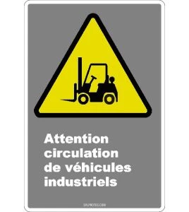 French CDN "Caution Industrial Vehicles Traffic" sign in various sizes, materials & languages + optional features