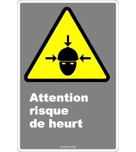 French CDN "Caution Collision Hazard" sign in various sizes, shapes, materials & languages + optional features