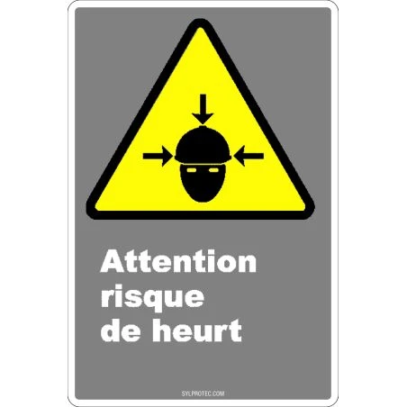 French CDN "Caution Collision Hazard" sign in various sizes, shapes, materials & languages + optional features