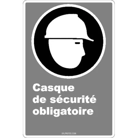 French CDN "Safety Helmet Mandatory" sign in various sizes, shapes, materials & languages + optional features
