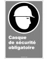 French CDN "Safety Helmet Mandatory" sign in various sizes, shapes, materials & languages + optional features