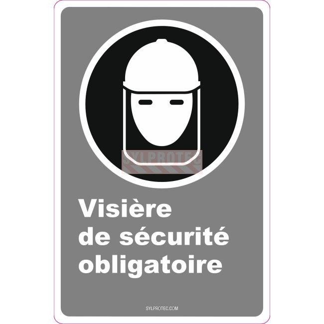 Affiche CDN «Visière de sécurité obligatoire» de langue française: langues, formats & matériaux divers   options