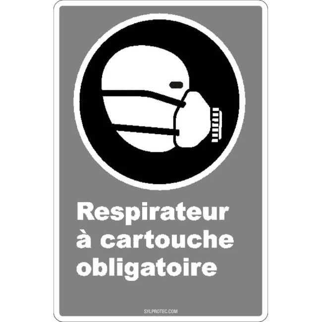 French CDN "Cartridge Respirator Mandatory" sign: many sizes, shapes