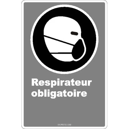 French CDN "Respirator Mandatory" sign in various sizes, shapes, materials & languages + optional features