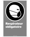 French CDN "Respirator Mandatory" sign in various sizes, shapes, materials & languages + optional features