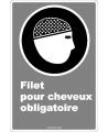 Affiche CDN «Filet pour cheveux obligatoire» de langue française: langues, formats & matériaux divers + options