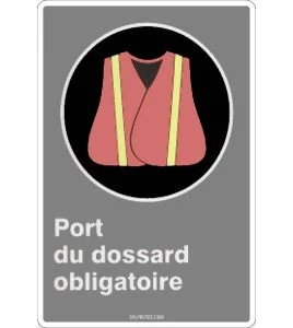 French CDN "Safety Bib Mandatory" sign in various sizes, shapes, materials & languages + optional features