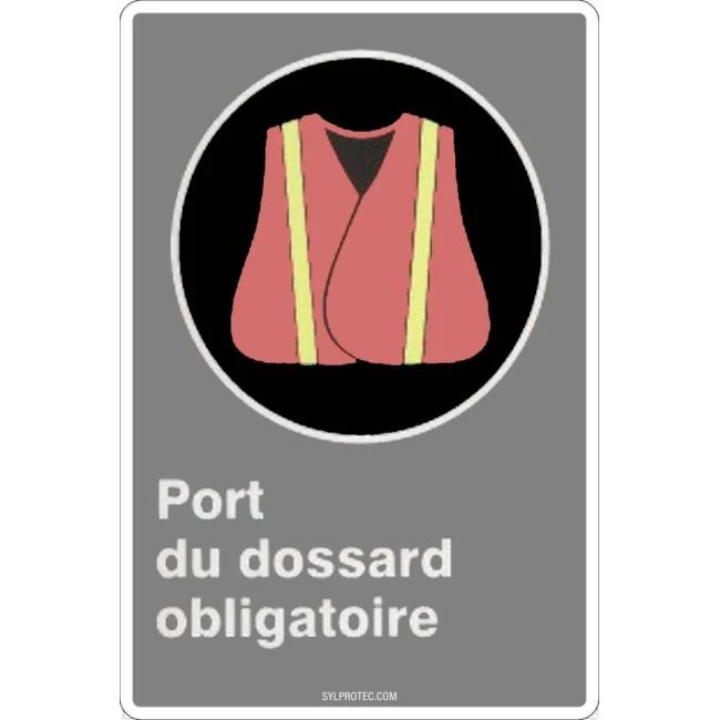 French CDN "Safety Bib Mandatory" sign in various sizes, shapes, materials & languages + optional features