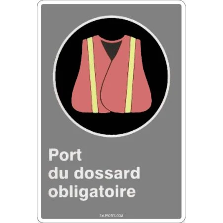 French CDN "Safety Bib Mandatory" sign in various sizes, shapes, materials & languages + optional features