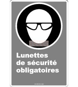 Affiche CDN«Lunettes de sécurité obligatoires» de langue française: langues, formats & matériaux divers   options
