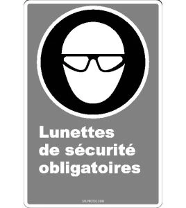 Affiche CDN«Lunettes de sécurité obligatoires» de langue française: langues, formats & matériaux divers   options