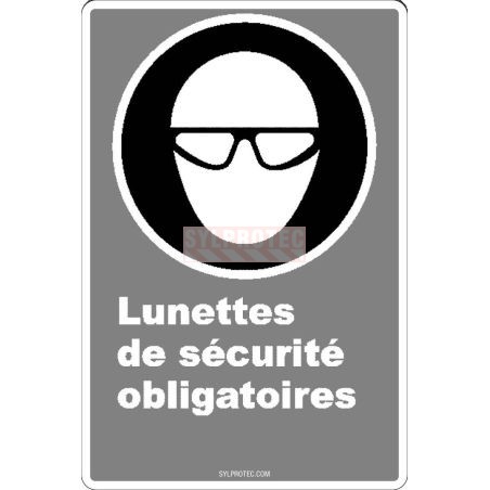 Affiche CDN«Lunettes de sécurité obligatoires» de langue française: langues, formats & matériaux divers   options