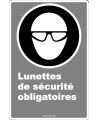French CDN "Safety Eyewear Mandatory" sign in various sizes, shapes, materials & languages + optional features