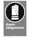 French CDN "Gloves Mandatory" sign in various sizes, shapes, materials & languages + optional features