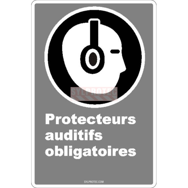 Affiche CDN «Protecteurs auditifs obligatoires» de langue française: langues, formats & matériaux divers   options
