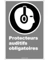 French CDN "Hearing Protection Mandatory" sign in various sizes, materials & languages + optional features