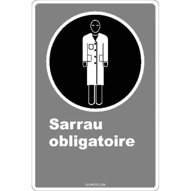 French CDN "Smock Mandatory" sign in various sizes, shapes, materials & languages + optional features