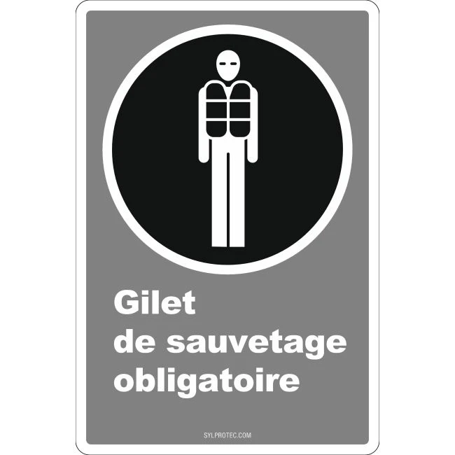 French Life Jacket Mandatory Safety Sign ECO119 Sylprotec