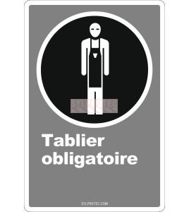 Affiche CDN «Tablier obligatoire» de langue française: langues, formats et matériaux divers   options